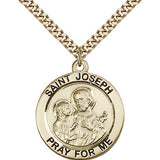 St. Joseph Medal, Gold Filled - 24&quot; 2.4mm Gold Plated Endless Chain