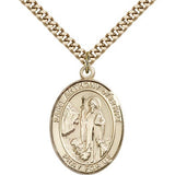 St. Anthony of Egypt Medal, Gold Filled, Large - 24&quot; 2.4mm Gold Plated Chain + Clasp