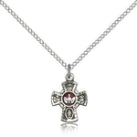 5 Way Cross Pendant, Sterling Silver - 18&quot; 1.2mm Sterling Silver Chain + Clasp