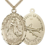 St. Joseph of Cupertino Medal, Gold Filled - 24&quot; 2.4mm Gold Plated Endless Chain
