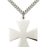 Surfer Cross Pendant, Sterling Silver - 24&quot; 2.4mm Rhodium Plate Endless Chain