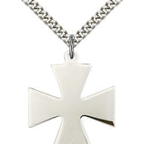 Surfer Cross Pendant, Sterling Silver - 24&quot; 2.4mm Rhodium Plate Endless Chain
