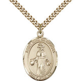 St. Nino De Atocha Medal, Gold Filled, Large - 24&quot; 2.4mm Gold Plated Chain + Clasp