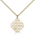 Jerusalem Cross Pendant, Gold Filled - Gold-tone