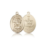 St. Michael Army Medal, 14 Karat Gold, Medium - 14 KT Yellow Gold