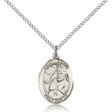 St. Edwin Medal, Sterling Silver, Medium - 18&quot; 1.2mm Sterling Silver Chain + Clasp