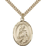 St. Daniel Medal, Gold Filled, Large - 24&quot; 2.4mm Gold Plated Chain + Clasp