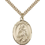St. Daniel Medal, Gold Filled, Large - 24&quot; 2.4mm Gold Plated Chain + Clasp
