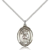 St. Regina Medal, Sterling Silver, Medium - 18&quot; 1.2mm Sterling Silver Chain + Clasp