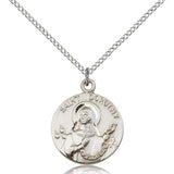 St. Dorothy Medal, Sterling Silver - 18&quot; 1.2mm Sterling Silver Chain + Clasp