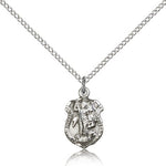 St. Michael the Archangel Medal, Sterling Silver - 18&quot; 1.2mm Sterling Silver Chain + Clasp