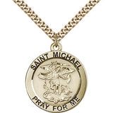 St. Michael the Archangel Medal, Gold Filled - 24&quot; 2.4mm Gold Plated Endless Chain