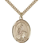 St. Isabella of Portugal Medal, Gold Filled, Large - 24&quot; 2.4mm Gold Plated Chain + Clasp