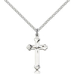 Cross Pendant, Sterling Silver - 18&quot; 1.2mm Sterling Silver Chain + Clasp