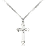 Cross Pendant, Sterling Silver - 18&quot; 1.2mm Sterling Silver Chain + Clasp