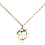 Heart Cross Pendant, Two-Tone - Two-Tone