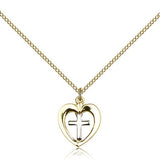 Heart Cross Pendant, Two-Tone - Two-Tone