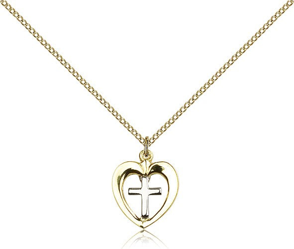 Heart Cross Pendant, Two-Tone - Two-Tone