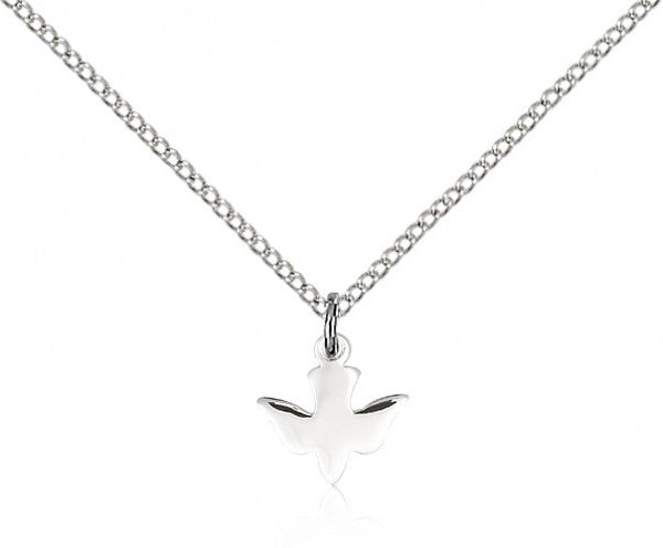 Holy Spirit Medal, Sterling Silver - 18&quot; 1.2mm Sterling Silver Chain + Clasp