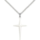 Cross Pendant, Sterling Silver - 18&quot; 1.2mm Sterling Silver Chain + Clasp