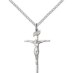 Crucifix Pendant, Sterling Silver - 18&quot; 1.2mm Sterling Silver Chain + Clasp