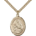 St. Madonna Del Ghisallo Medal, Gold Filled, Large - 24&quot; 2.4mm Gold Plated Chain + Clasp