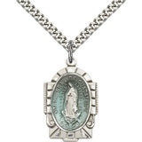 Our Lady of Guadalupe Medal, Sterling Silver - 24&quot; 2.4mm Rhodium Plate Endless Chain