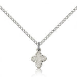 4 Way Cross Pendant, Sterling Silver - 18&quot; 1.2mm Sterling Silver Chain + Clasp