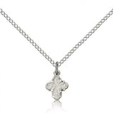 4 Way Cross Pendant, Sterling Silver - 18&quot; 1.2mm Sterling Silver Chain + Clasp