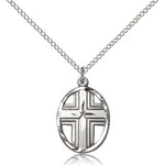 Cross Pendant, Sterling Silver - 18&quot; 1.2mm Sterling Silver Chain + Clasp
