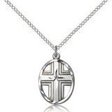 Cross Pendant, Sterling Silver - 18&quot; 1.2mm Sterling Silver Chain + Clasp