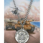 Round St. Michael Army Medal and Prayer Card Set - Silver-tone