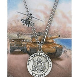 Round St. Michael Army Medal and Prayer Card Set - Silver-tone