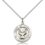 Body of Christ Medal, Sterling Silver - 18&quot; 1.2mm Sterling Silver Chain + Clasp