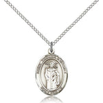St. Thomas A Becket Medal, Sterling Silver, Medium - 18&quot; 1.2mm Sterling Silver Chain + Clasp