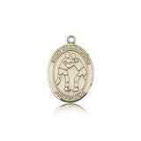 St. Christopher Wrestling Medal, 14 Karat Gold, Medium - 14 KT Yellow Gold