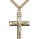 Crucifix Pendant, Gold Filled - 24&quot; 2.4mm Gold Plated Endless Chain