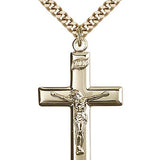 Crucifix Pendant, Gold Filled - 24&quot; 2.4mm Gold Plated Endless Chain