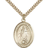 Our Lady of Tears Medal, Gold Filled, Large - 24&quot; 2.4mm Gold Plated Chain + Clasp