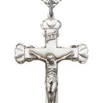 Crucifix Pendant, Sterling Silver - 24&quot; 2.4mm Rhodium Plate Endless Chain