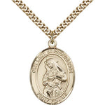 Our Lady of Providence Medal, Gold Filled, Large - 24&quot; 2.4mm Gold Plated Chain + Clasp