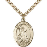St. Bridget of Sweden Medal, Gold Filled, Large - 24&quot; 2.4mm Gold Plated Chain + Clasp