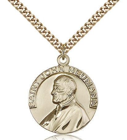 St. John Neumann Medal, Gold Filled - 24&quot; 2.4mm Gold Plated Endless Chain