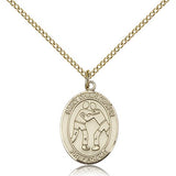 St. Christopher Wrestling Medal, Gold Filled, Medium - Gold-tone