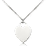 Heart Medal, Sterling Silver - 18&quot; 1.2mm Sterling Silver Chain + Clasp
