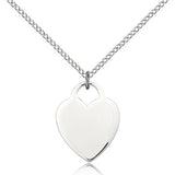 Heart Medal, Sterling Silver - 18&quot; 1.2mm Sterling Silver Chain + Clasp