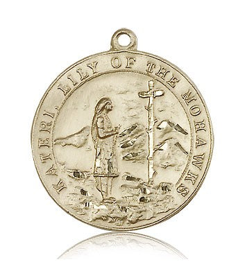 St. Kateri Medal, 14 Karat Gold - 14 KT Yellow Gold