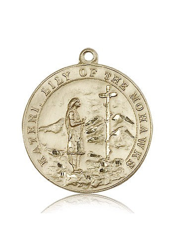 St. Kateri Medal, 14 Karat Gold - 14 KT Yellow Gold