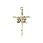Doves Cross Pendant, 14 Karat Gold - 14 KT Yellow Gold