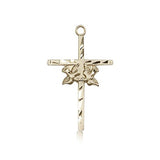 Doves Cross Pendant, 14 Karat Gold - 14 KT Yellow Gold